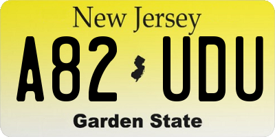 NJ license plate A82UDU