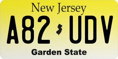 NJ license plate A82UDV