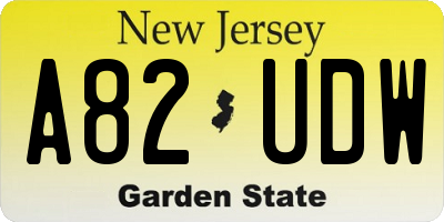 NJ license plate A82UDW