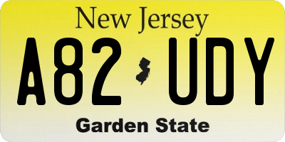 NJ license plate A82UDY