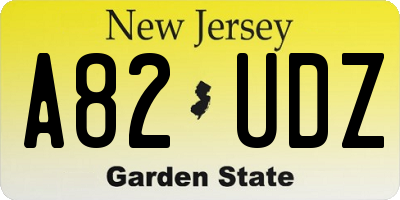 NJ license plate A82UDZ