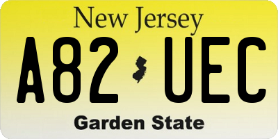NJ license plate A82UEC