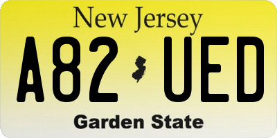 NJ license plate A82UED