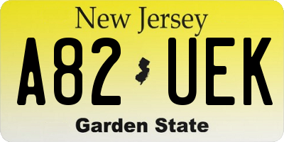 NJ license plate A82UEK