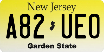 NJ license plate A82UEO