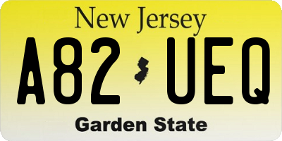 NJ license plate A82UEQ