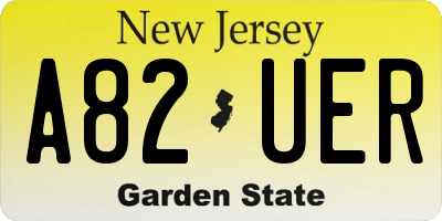 NJ license plate A82UER