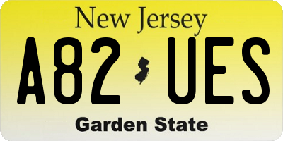NJ license plate A82UES
