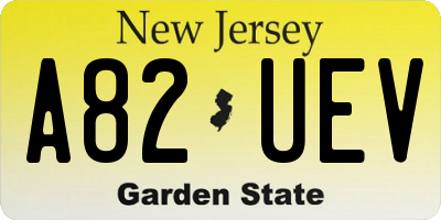 NJ license plate A82UEV