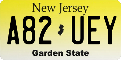 NJ license plate A82UEY