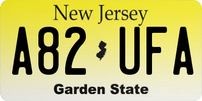 NJ license plate A82UFA