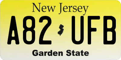 NJ license plate A82UFB