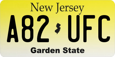 NJ license plate A82UFC