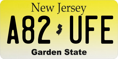 NJ license plate A82UFE