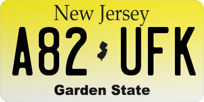 NJ license plate A82UFK