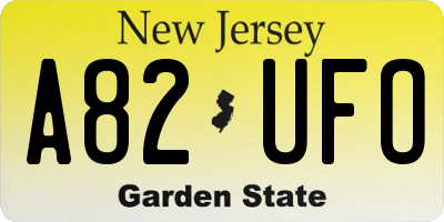 NJ license plate A82UFO