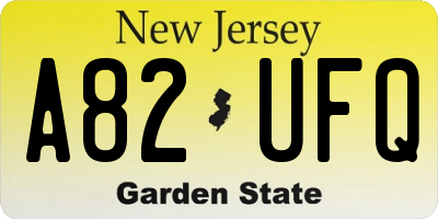 NJ license plate A82UFQ