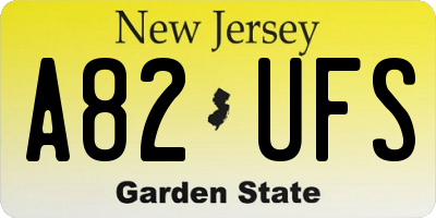 NJ license plate A82UFS