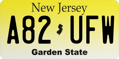 NJ license plate A82UFW