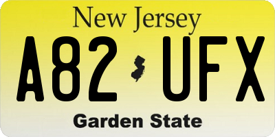 NJ license plate A82UFX