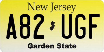 NJ license plate A82UGF