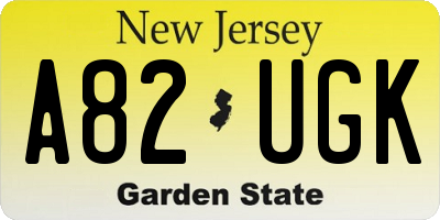 NJ license plate A82UGK