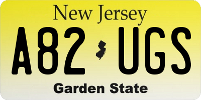 NJ license plate A82UGS
