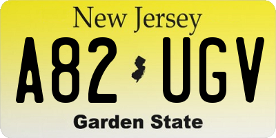 NJ license plate A82UGV