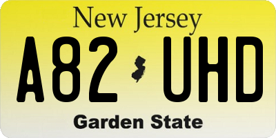 NJ license plate A82UHD