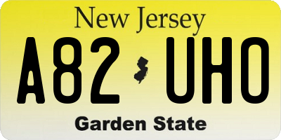 NJ license plate A82UHO