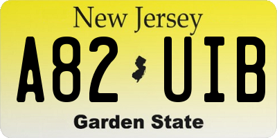 NJ license plate A82UIB