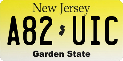NJ license plate A82UIC