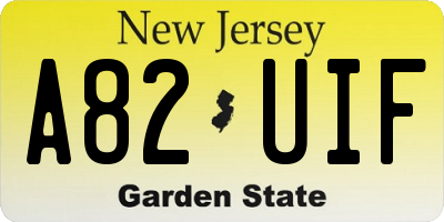 NJ license plate A82UIF