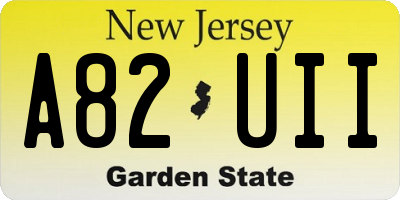 NJ license plate A82UII