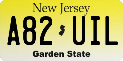 NJ license plate A82UIL