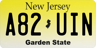 NJ license plate A82UIN
