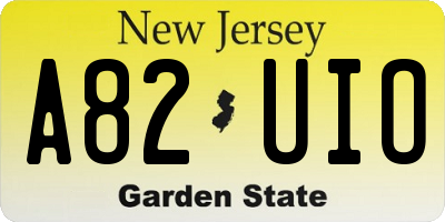 NJ license plate A82UIO
