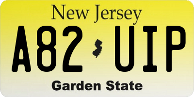 NJ license plate A82UIP