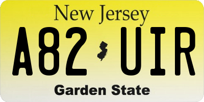 NJ license plate A82UIR