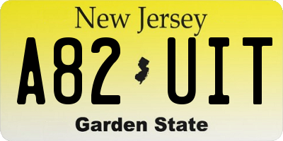 NJ license plate A82UIT