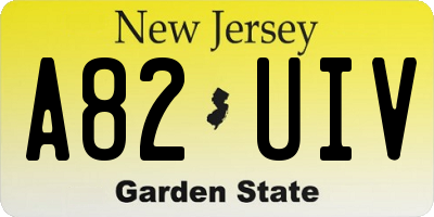 NJ license plate A82UIV