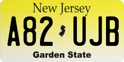 NJ license plate A82UJB