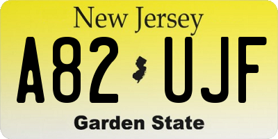 NJ license plate A82UJF