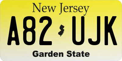 NJ license plate A82UJK