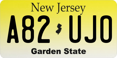 NJ license plate A82UJO