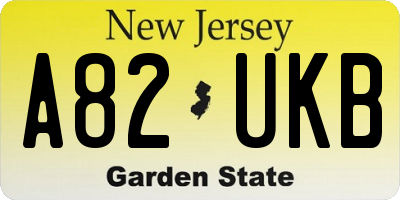 NJ license plate A82UKB