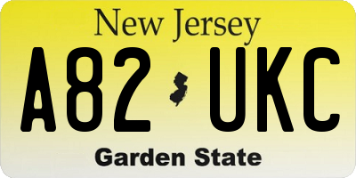NJ license plate A82UKC