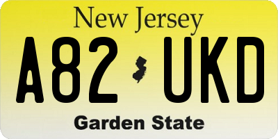 NJ license plate A82UKD