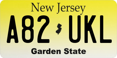 NJ license plate A82UKL
