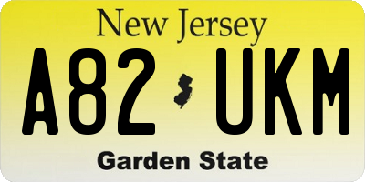 NJ license plate A82UKM